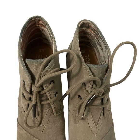 Toms Kala Wedge Desert Taupe Suede Shoes Bootie Size 6W - Picture 6 of 9